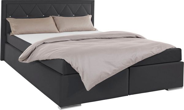 Leonique Boxbett Alfie, Bestseller, wahlweise mit Bettkasten, mit Straßsteinen im Kopfteil, H2, H3 und H4 wählbar