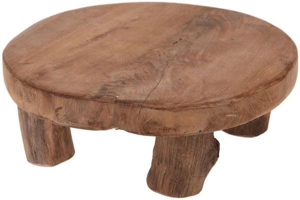 Spetebo Blumenständer Teak Holz Pflanzenhocker - 20 x 7 cm (Stück, 1 St, Blumenhocker), kleiner Deko Hocker