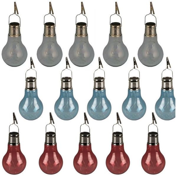 Luxform LED Gartenleuchte Luxform Solar Gartenleuchten Aufhängen Glass Bulb Set 15 Stück, LED fest integriert