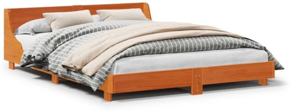 vidaXL Massivholzbett ohne Matratze Wachsbraun 140x190 cm Kiefernholz 850742