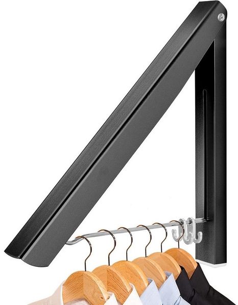 TUWENA Wäscheständer Wand Klappbar, Kleiderbügel Kleiderlüfter Wandgarderobe Kleiderständer, Haken Halter für Schlafzimmer, Badezimmer, Balkon
