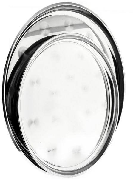 Runde Servierplatte/Serviertablett-Set aus hochwertigem 18/10-Edelstahl in Silber