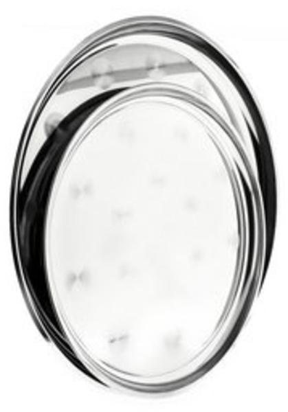 Runde Servierplatte/Serviertablett-Set aus hochwertigem 18/10-Edelstahl in Silber Bild 6