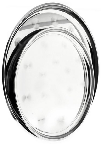 Runde Servierplatte/Serviertablett-Set aus hochwertigem 18/10-Edelstahl in Silber Bild 4