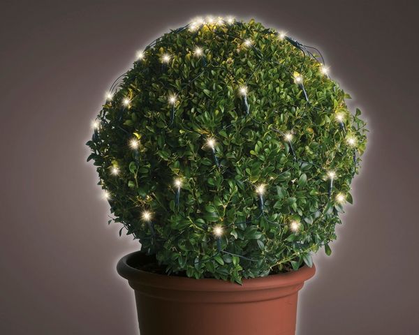 Lumineo LED-Lichternetz Lumineo Buchsbaumbeleuchtung 60 LED D: 35 cm, warm weiß, grünes Kabel, In-/Outdoor, Hecken-Beleuchtung, 8h-Timer