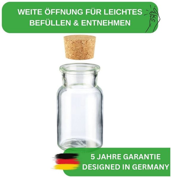 Thiru Gewürzbehälter Gewürzglas mit Korken 10 Stück - je 150 ml, (20-tlg), mit Korken