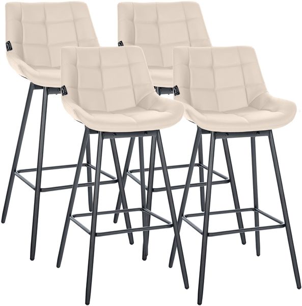 CLP 4er Set Barhocker Weston 180° Schwenkfunktion mit Rückenlehne gepolstert,creme Kunstleder