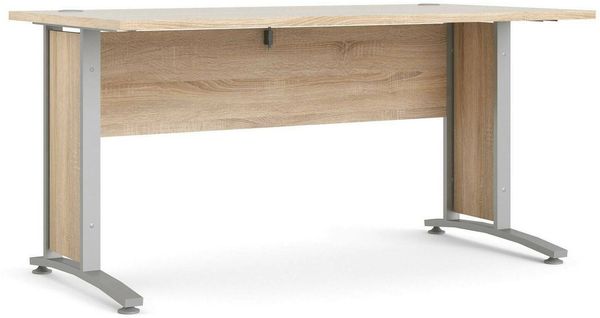 Dmora Schreibtisch Ascorbato, Mehrzweckschreibtisch, Bürotisch für PC, Eckschreibtisch, 150x80 h75 cm, Grau und Eiche