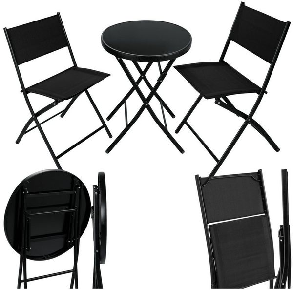 tectake Essgruppe Bistro-Set, (Set, 3-tlg), klappbar, für 2 Personen