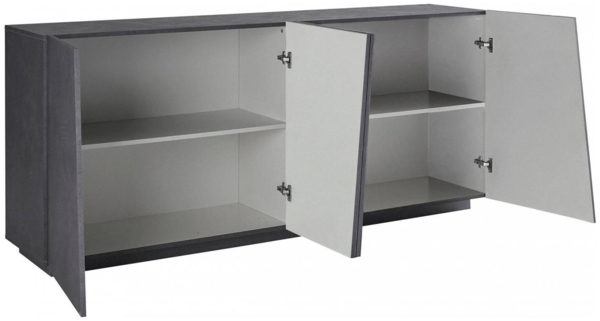 Dmora Kommode Apollo, 4-türiges Küchen-Sideboard, Wohnzimmer-Buffet, 100 % Made in Italy, 200 x 43 x 86 cm, Schiefer, Bild 4