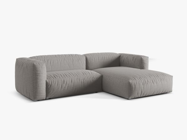 Micadoni Ecksofa Martina 2-Sitzer Rechts Strukturierter Stoff Hellgrau Bild 2