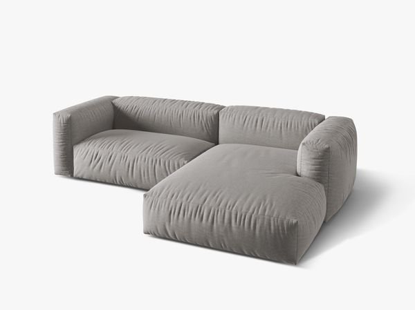 Micadoni Ecksofa Martina 2-Sitzer Rechts Strukturierter Stoff Hellgrau Bild 3