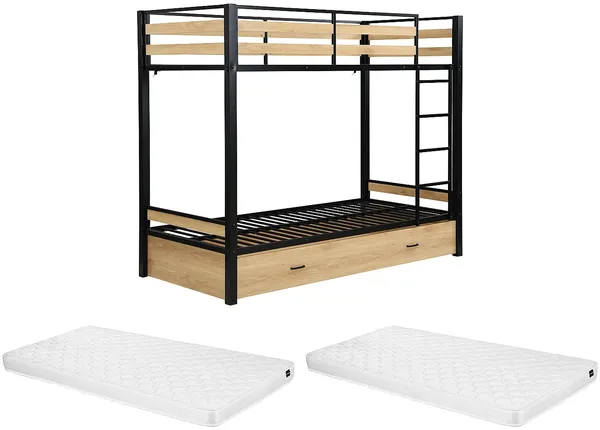 Vente-unique - CASIDIA Bett Metall SchwarzBeige - B 100 cm x H 170 cm x L 200 cm Bild 7