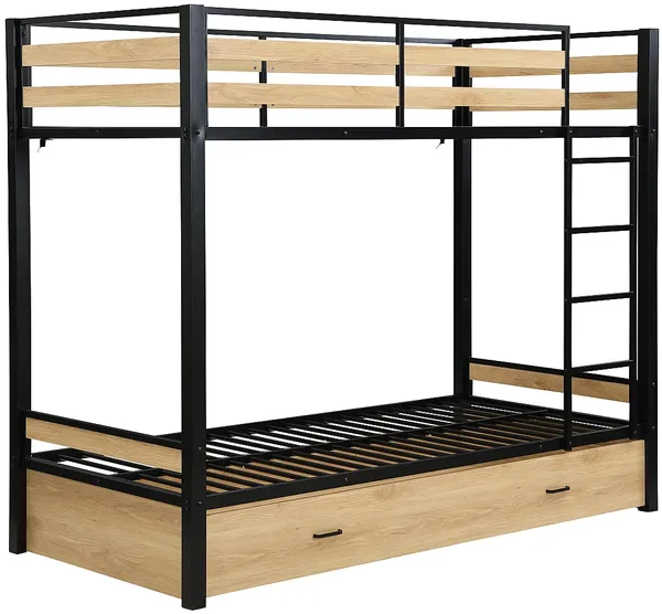 Vente-unique - CASIDIA Bett Metall SchwarzBeige - B 100 cm x H 170 cm x L 200 cm Bild 2