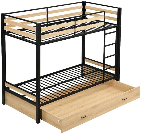 Vente-unique - CASIDIA Bett Metall SchwarzBeige - B 100 cm x H 170 cm x L 200 cm Bild 4