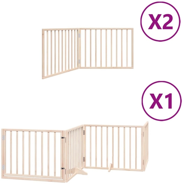 vidaXL 8-tlg. Hundetor mit Tür Faltbar 640 cm Pappelholz 3155554