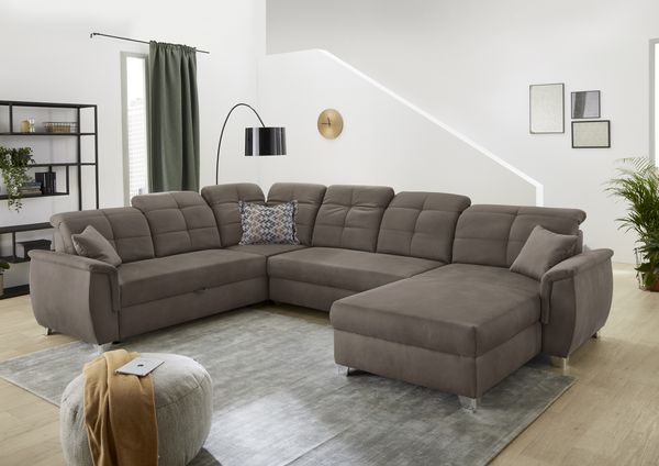 Job 'Livorno KPL' Wohnlandschaft, Microfaser bedruckt dunkelbraun