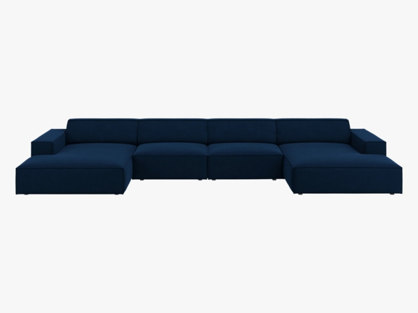 Micadoni 'Jodie' 6-Sitzer-Sofa, Panorama, Samtstoff, Beinfarbe Black Plastic, Königsblau Bild 1