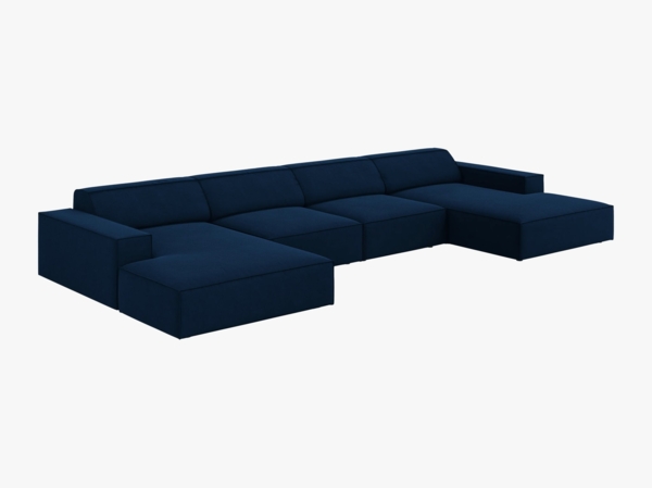 Micadoni 'Jodie' 6-Sitzer-Sofa, Panorama, Samtstoff, Beinfarbe Black Plastic, Königsblau Bild 2