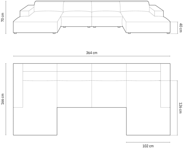 Micadoni 'Jodie' 6-Sitzer-Sofa, Panorama, Samtstoff, Beinfarbe Black Plastic, Königsblau Bild 6