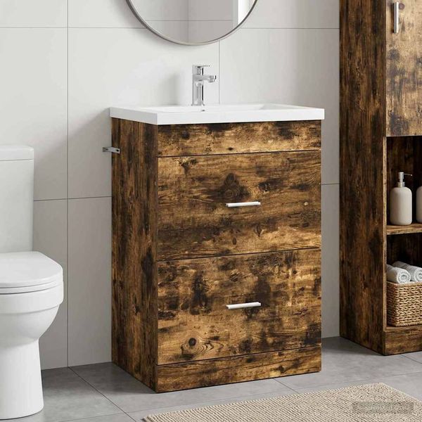 vidaXL Badunterschrank Geräucherte Eiche 56 x 37,5 x 81 cm 890708