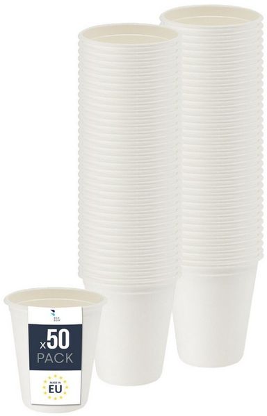 BENBOW Einwegbecher Einwegbecher aus Zuckerrohr, Weiß, 50-tlg, Zuckerrohr, Einwegbecher aus Zuckerrohr, Weiß, 300 ml x 50