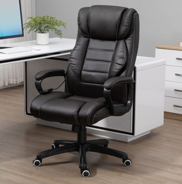 Bürostuhl 64 x 74 x 112-120 cm mit Massagefunktion, Wippfunktion und Höhenverstellung in Braun