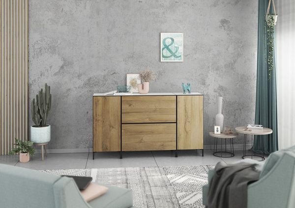 BMG Möbel Sideboard Modul+ (Sideboard Set 4 tlg, bestehend aus, 2x Schrank mit Tür, 2x Schrank mit Klappenfunktion), individuell kombinierbar, Sofclose-Funktion, Made in Germany