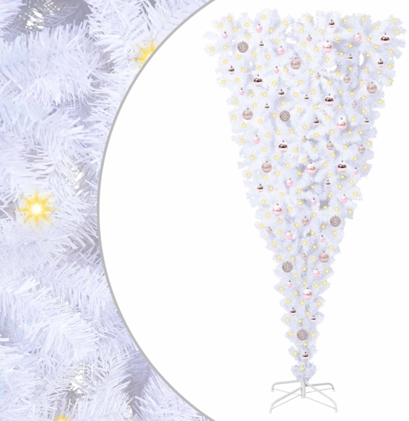 vidaXL Künstlicher Weihnachtsbaum Weiß 210 cm PVC und Stahl 3426729