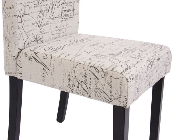 4er-Set Esszimmerstuhl Stuhl Küchenstuhl Littau ~ Textil mit Schriftzug, creme, dunkle Beine Bild 5