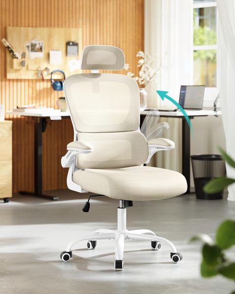 SONGMICS Bürostuhl, Schreibtischstuhl, ergonomischer Netzstuhl, mit doppellagigem Netzgewebe, atmungsaktiv, Adaptive Lendenstütze, verstellbare Kopfstütze, für Homeoffice, Taubengrau
