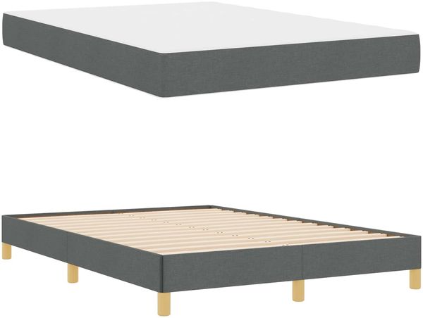 vidaXL Boxspringbett mit Matratze Dunkelgrau 140 x 200 cm Stoff 3398571 Bild 5