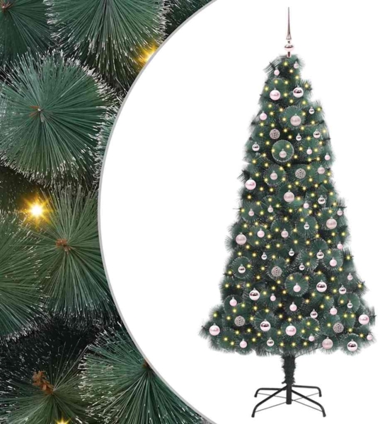 vidaXL Künstlicher vorbeleuchteter Weihnachtsbaum mit Kugelset 240 cm 3396192