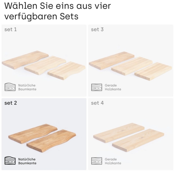 LAMO Manufaktur Wandregal LAMO Manufaktur 2 Stück Wandregal aus Holz 2x 42cm, Schweberegal Massiv 100% Echtholz, Wandregale SET 2 Baumkante Farbe: Dunkel Bild 2
