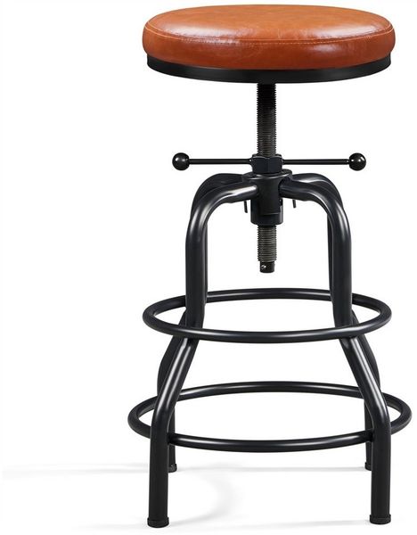 Yaheetech Barhocker Schraubhocker mit Dickem Kissen (1 St), Vintage Höhenverstellbarer Barstuhl 54,5 – 71,5 cm