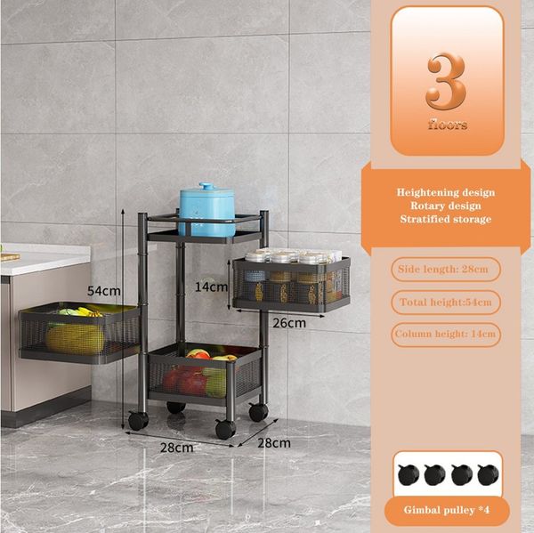 GarveeMore Küchenregal Universall multifunktionales Regal Küchenrollwagen, Obstkorb Aufbewahrungsbehälter für Küche,Badezimmer