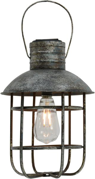 Solar-Leuchte LUCCA - Stahl Grau-Braun 33 x 22 x 22 cm | Gartenlampe Tischlampe Outdoor Leuchte