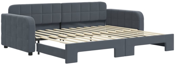 vidaXL Tagesbett Ausziehbar Dunkelgrau 90x200 cm Samt 3196930
