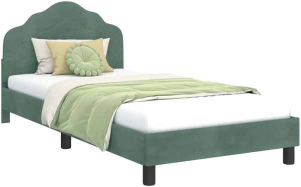 vidaXL Kinderbettgestell mit Kopfteil Meergrün 90x190 cm Samt 42010955
