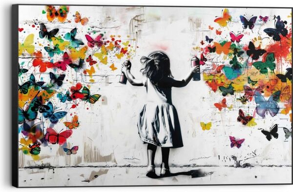 Reinders! Wandbild Wolke von Schmetterlingen, Kinderzimmer - Mädchen - Mehrfarbig - MDF - Street Art - 90x60 cm