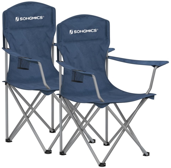 SONGMICS Klappstuhl-Set 2-tlg., Campingstühle mit Schwerlaststruktur, bis 150 kg belastbar, Dämmerungsblau
