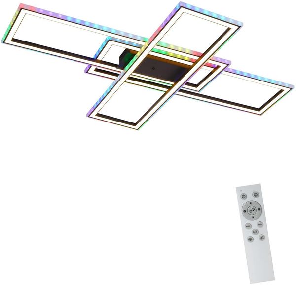 ZMH Deckenlampe LED Deckenleuchte Wohnzimmer - 50W Dimmbar Schlafzimmerlampe RGB Farbwechsel Schwarz Modern Wohnzimmerlampe mit Fernbedienung Flur Deckenleuchten Eckig für Küche Schlafzimmer