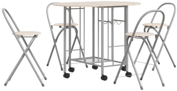 vidaXL Ausklappbarer Esstisch fünfteilig MDF 243901