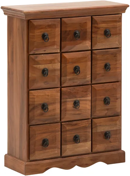 Kommode Merlow Akazie Massivholz 12 Schubladen 58x82x25 cm braun massivum Holzkommode Schubladenkommode Flurkommode Apothekerschrank Design rustikal