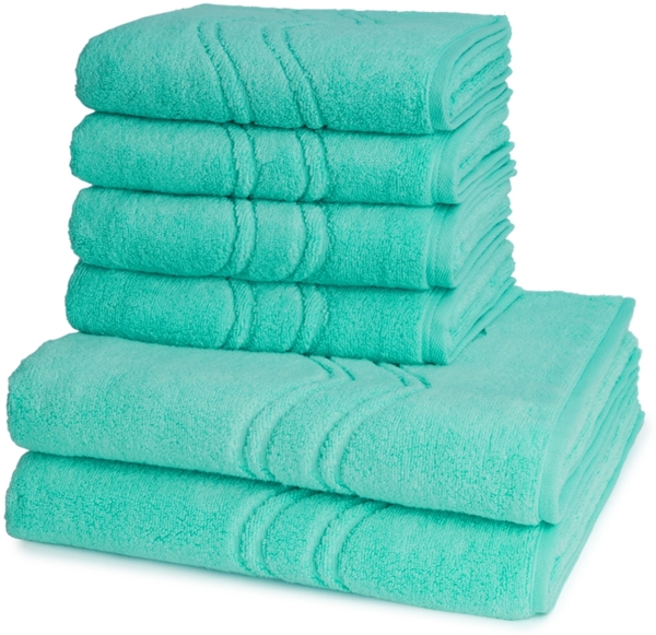 Ross Cashmere feeling 6 tlg. Frottier-Set - 4 X Handtuch (50 X 100cm), 2 X Duschtuch (75 X 140cm) - 520 g/m2 - Bleached Aqua