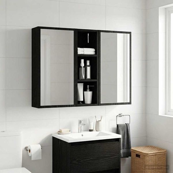vidaXL Badezimmer-Wandschrank Schwarze Eiche 20 x 16 x 62,5 cm 889304