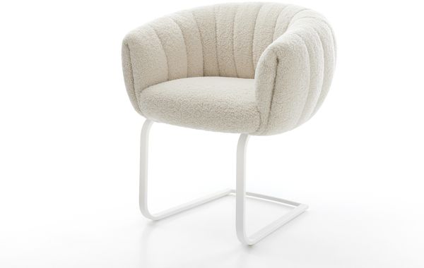 Freischwinger Jada-Flex Teddystoff Beige Freischwinger flach Weiß Taschenfederkern