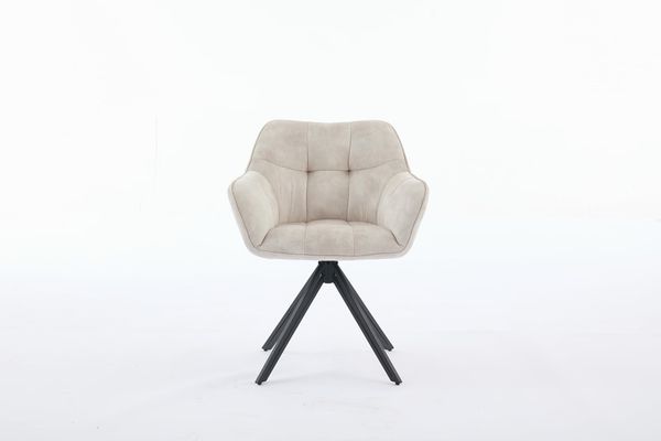COLAMY Drehstühle für Esszimmer, 2er Set, Drehbare Polsterstühle mit Armlehnen und Rückenlehne, Bequeme Küchenstühle für Wohnzimmer & Essbereich, Beige