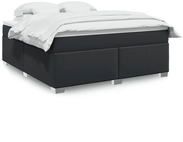 vidaXL Boxspringbett mit Matratze Schwarz 180x200 cm Kunstleder 3285221