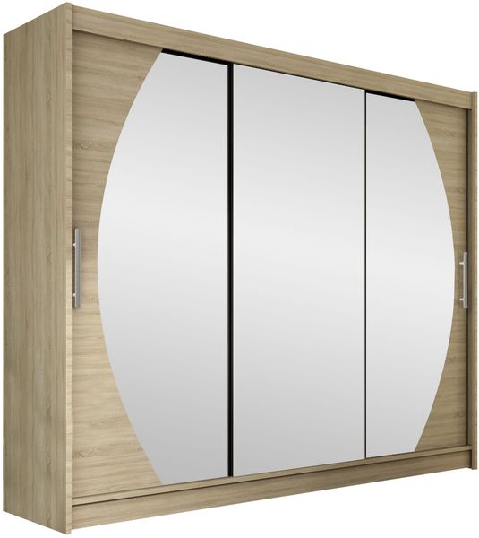 Kleiderschrank Aston V (Farbe: Sonoma Eiche / Spiegel, ohne Beleuchtung)